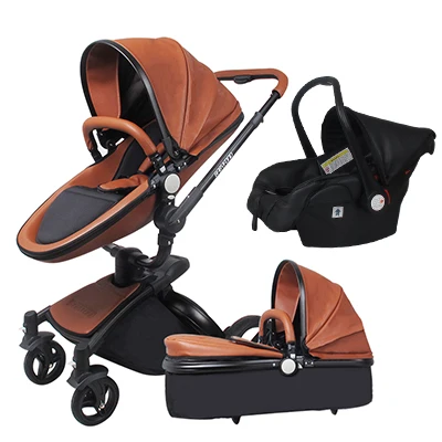2019 hot sell baby strollers 3 in 1 baby stroller leather newborn baby pram gold black basis Free Ship USA free gifts - Image 6