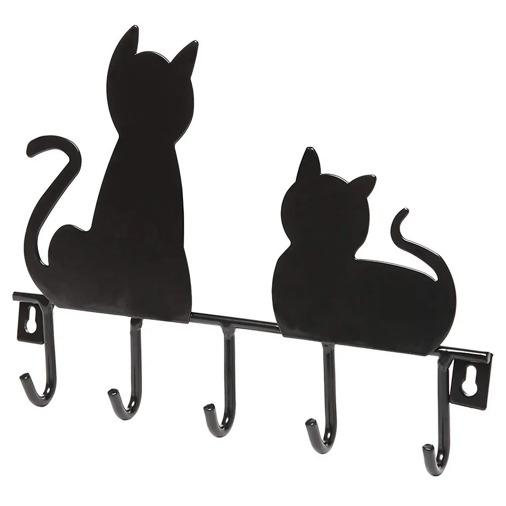 

Clothes Decoration Iron Storage Racks Back Door Kitchen Hat Fashion Bathroom Hanger Towel Wall Hook Cat Shape Key Holder