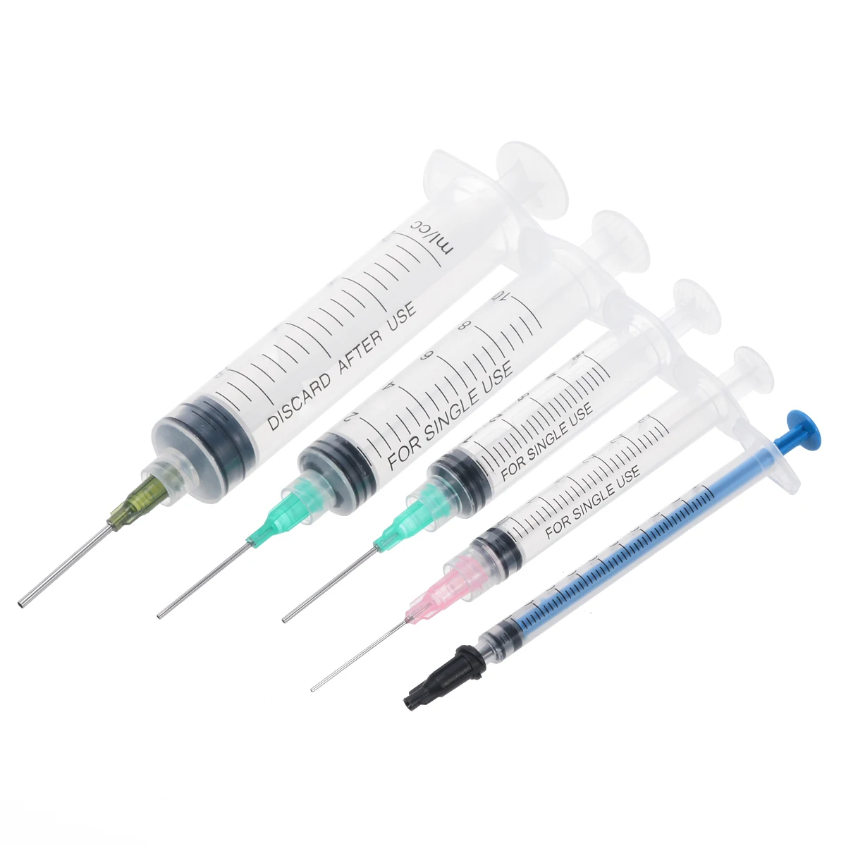 1 set 15 Pack Plastic Syringes 20ml 10ml 5ml 3ml 1ml + Blunt Tip Needles + Caps for Oil or Glue Applicator DIY Hobby Crafts