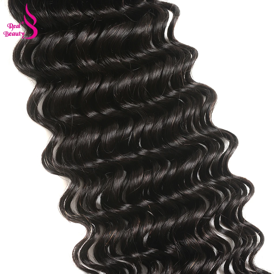 Realbeauty Hair Deep Wave Brazilian Human Hair Weave Bundles Natural Color Remy 1/3/4 Pcs Extension Natural Can Be Dyed