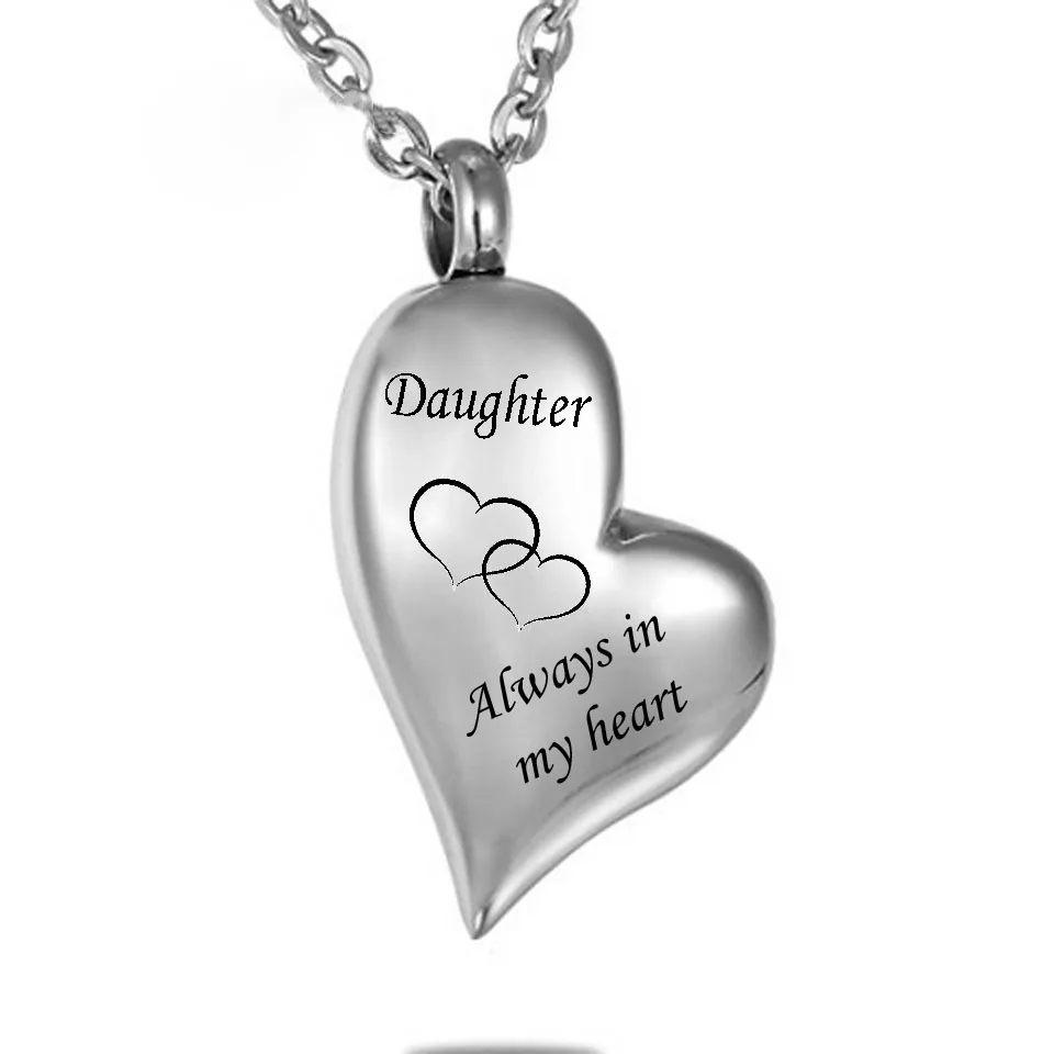 misyou dad and mom Cremation Jewelry Cardiogram Necklace Silver Always in My Heart Memorial Necklace Ashes Keepsake Pendant 