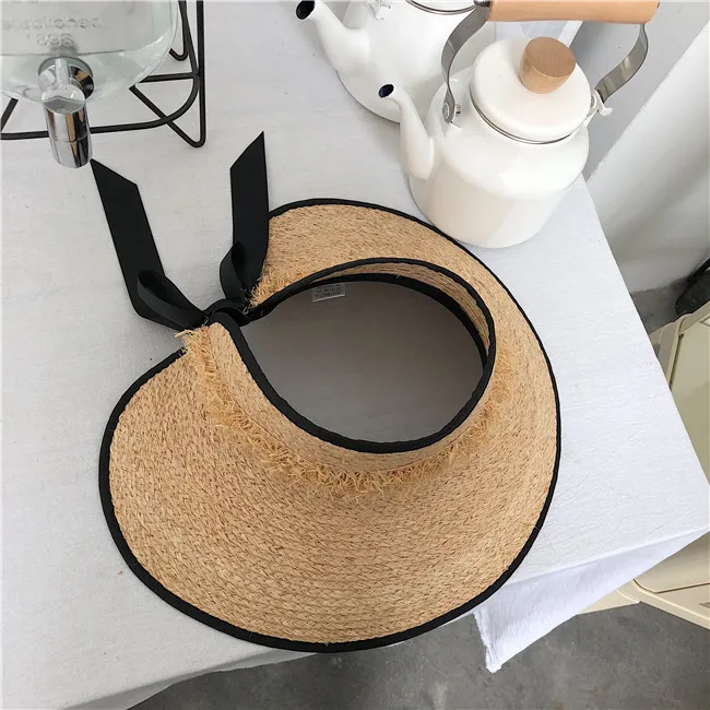  Sun hat summer hat for women beach hat ladies straw  raffia hat sun visor hat women sun visor straw raffia sun visor caps (18)