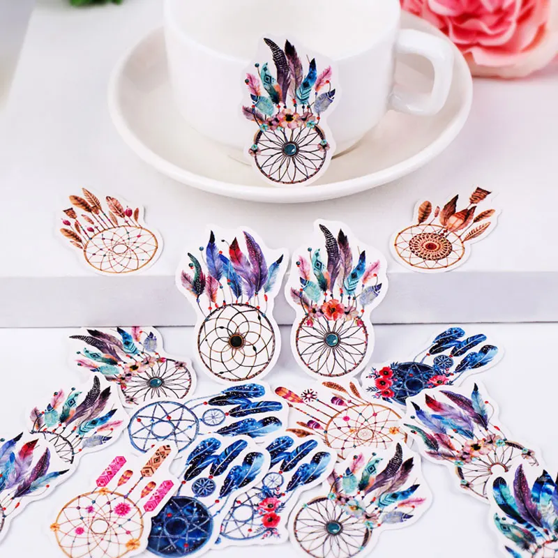 17 Pcs/Pack Cute Feathers Scrapbooking Stickers DIY Craft Decoracion Journal Photo Albums