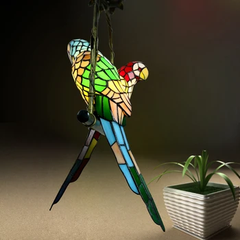 

led e27 Tiffany Glass Zinc Alloy Parrot LED Lamp LED Light.Pendant Lights.Pendant Lamp.Pendant light For Dinning Room Foyer