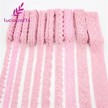 

2yards/6yards Multi Size Pink Embroidery Lace Trim Ribbons DIY Garment Headdress Wedding Wrapping Fabric Materials N0103