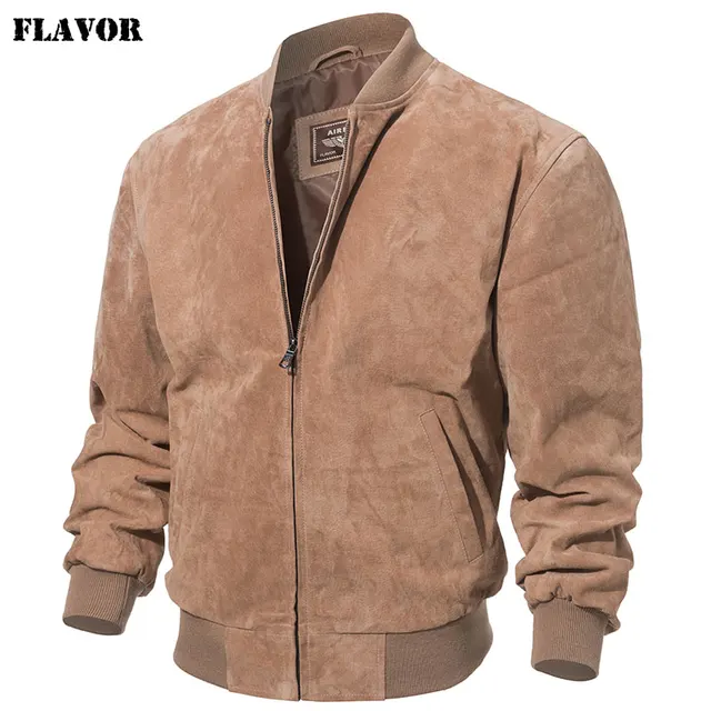 FLAVOR Men Classic Real Pigskin Coat Genuine Baseball Bomber Leather Jacket 2