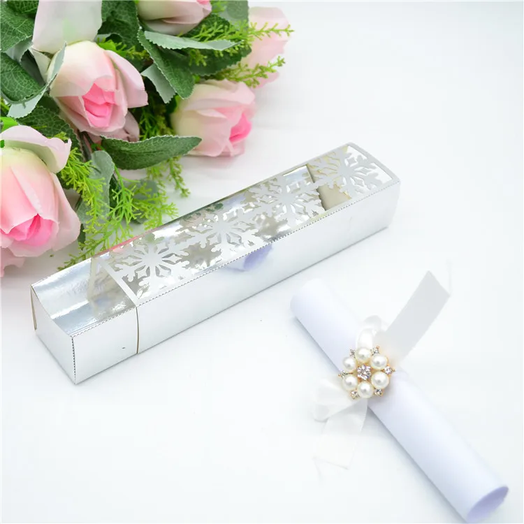 Свадебные приглашения коробки лазерной снежинки яркое серебро