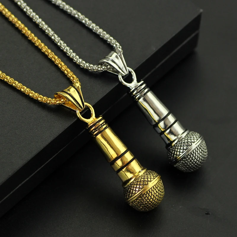 Buy Hot Classics Hip Hop Microphone Necklace Sliver