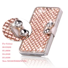 Luxury Bling Crystal Diamond Leather Flip Bag Cover For Samsung Galaxy S6 Edge Plus S5 4