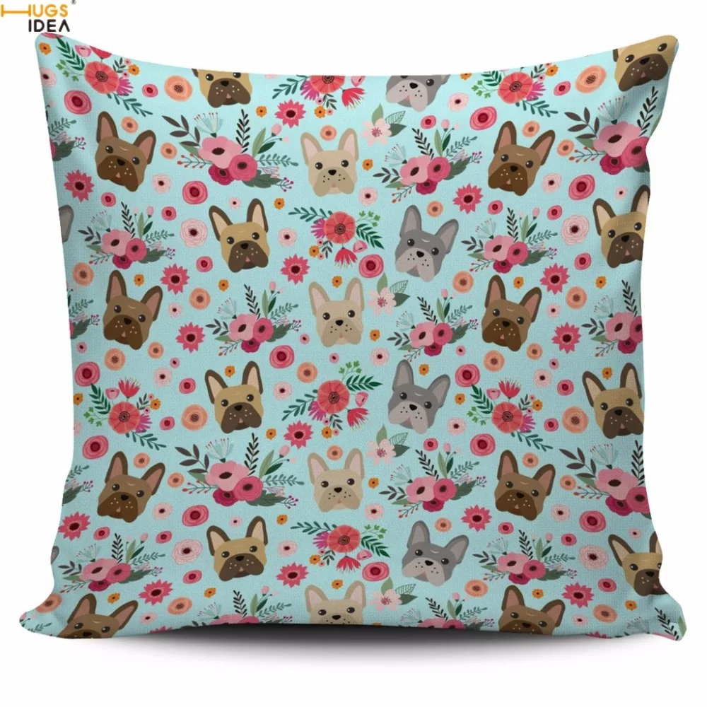 

HUGSIDEA Cute 3D Animal French Bulldog/ Westie Flower Dog Print Pillow Covers Fashion Comfortable Pillow Case Bedroom Pillowcase