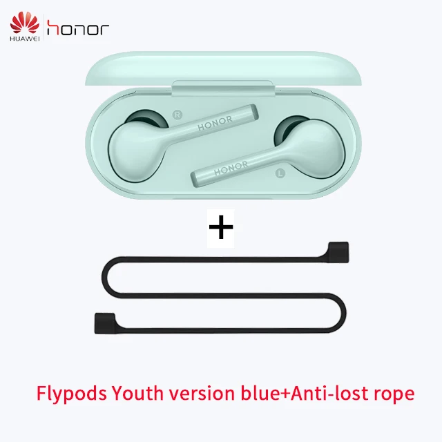 blue anti-lost rope huawei Honor FlyPods Молодежная версия TWS беспроводные Bluetooth наушники с микрофоном Музыка Спорт Мода сенсорная гарнитура - Цвет: blue anti-lost rope