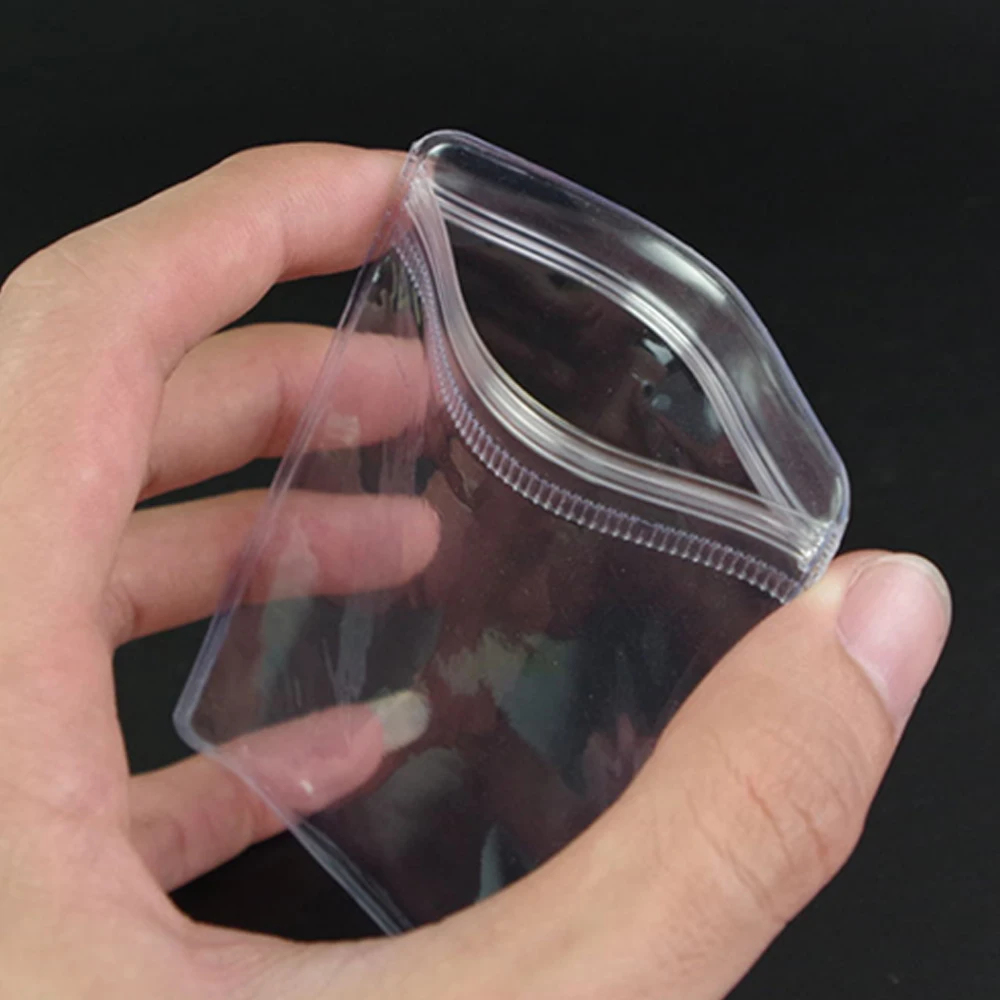 100Pcs/ Lot Clear PVC Self Seal Zipper Plastic Packing Poly Pouch