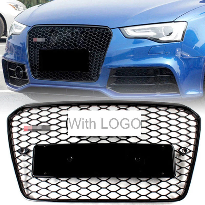 

1Pc Car Racing Grille For Audi A5 Grill RS5 S5 Quattro 2012-2016 2015 Emblems Radiator Chrome Front Bumper Modify Mesh Honeycomb