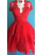 MZYC0022 kurzarm v-ausschnitt spitze applique perlen robe de cocktail party