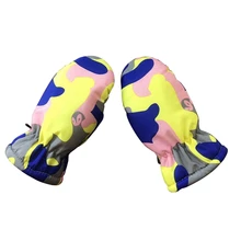 Зимние водонепроницаемые теплые варежки для маленьких мальчиков и девочек; модные плотные детские лыжные перчатки с красочным принтом