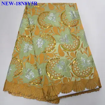 

2018 Hot sale embroidery cotton lace fabric African 100% Swiss cotton dry lace material with sequins for woman and man T0R1
