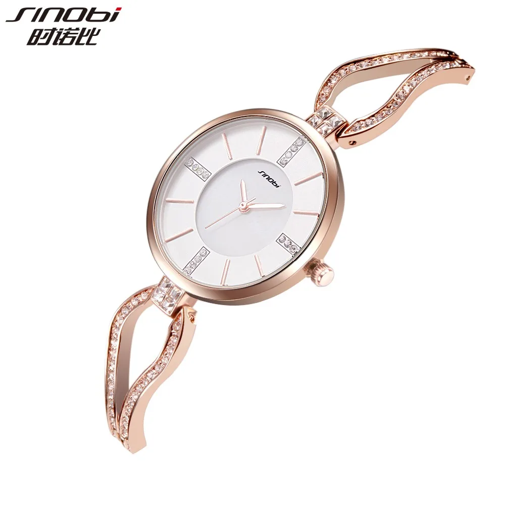 

SINOBI Women's Watches Rose Gold Watch Top Brand Diamond Bracelet Watch Women Watches Clock relogio feminino reloj mujer