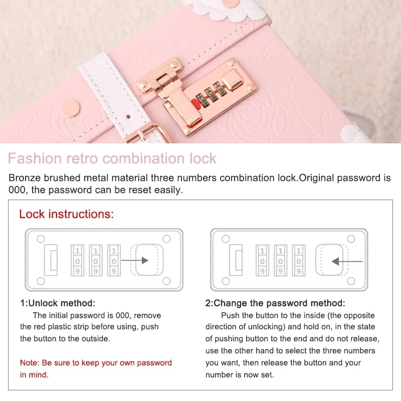 Popular Retro handmade set rolling luggage with cosmetic case girl cute travel trolley suitcase women fashion makeup luggage