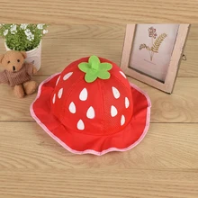 Модная шапка для девочек, милые сетчатые шляпы в горошек, Детские шапочки с клубничкой, шапочки-бини для малышей, летняя одежда для малышей, BP52