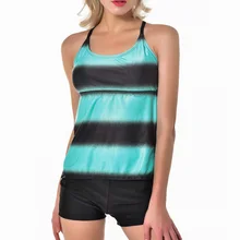 Купальный костюм из двух частей для женщин, танкини Pius размера, Одноцветный короткий купальный костюм с рисунком градиентного цвета