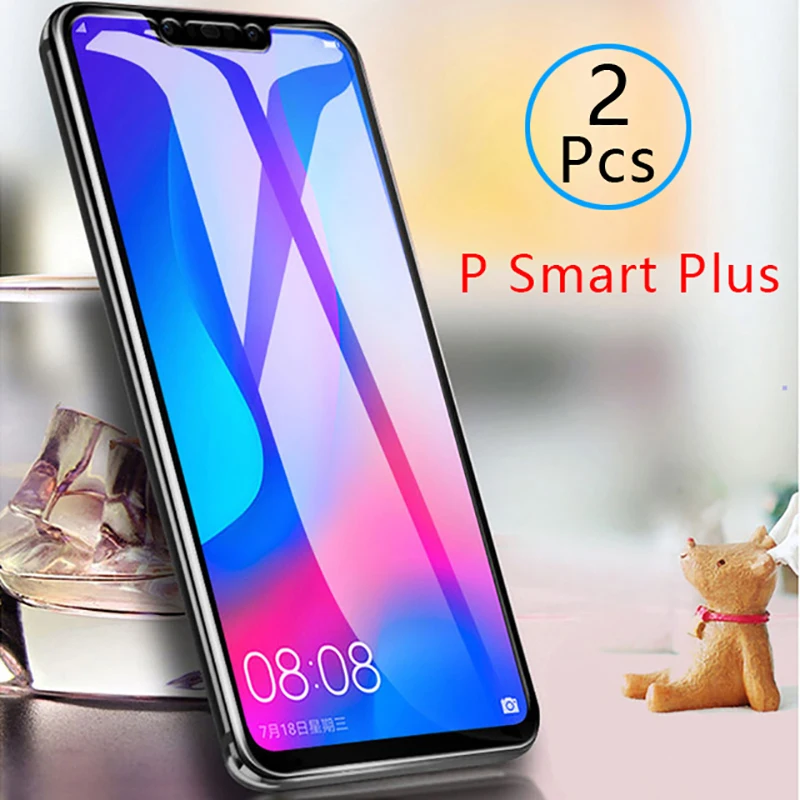 2pcs Protective Glass For Huawei P Smart plus Tempered Glass Screen Protector Full Cover Phone Film Safety Tremp on Psmart 6.3