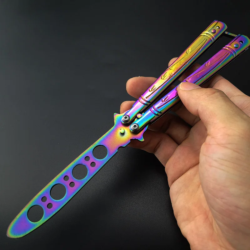 

CS GO Karambit folding Knife butterfly fade colorful color game knife dull blade no edge tool practice butterfly in knife NEW