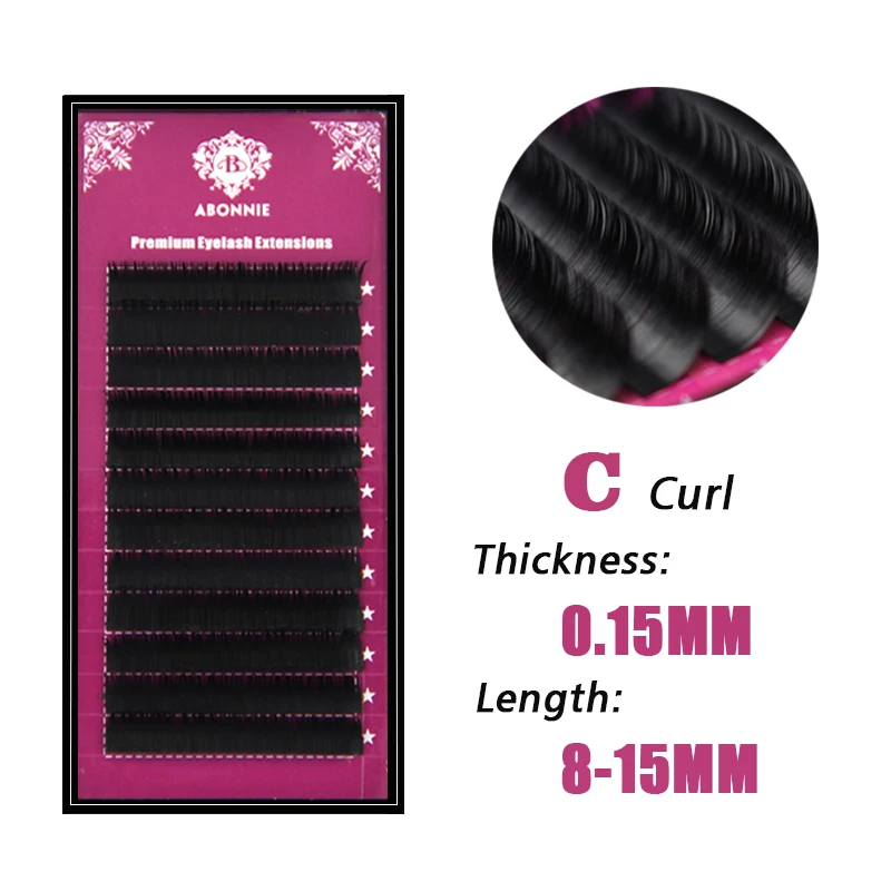

0.15mm False Mink Eyelash Extensions Mix Tray 8-15 in One Case C Curl 0.15 Thickness Shipped Free