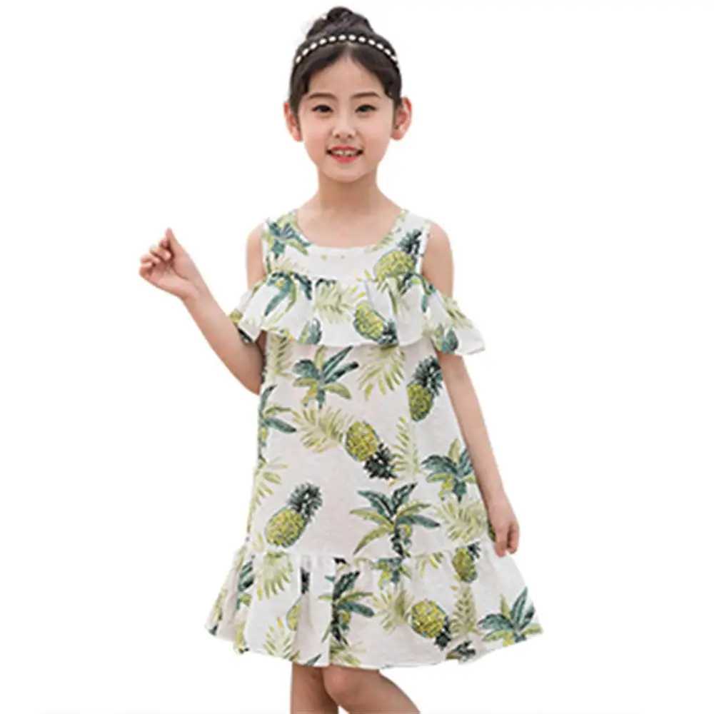 Summer Girls Dress 2018 New Brand Robe Fille Pineapple Leaves Dresses