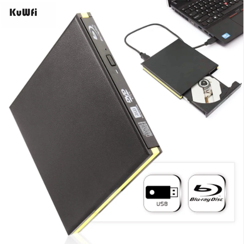 KuWFi USB 3 0 устройство записи blu ray диск BD RE внешний dvd плеер для Регистраторы DVD RAM 3D
