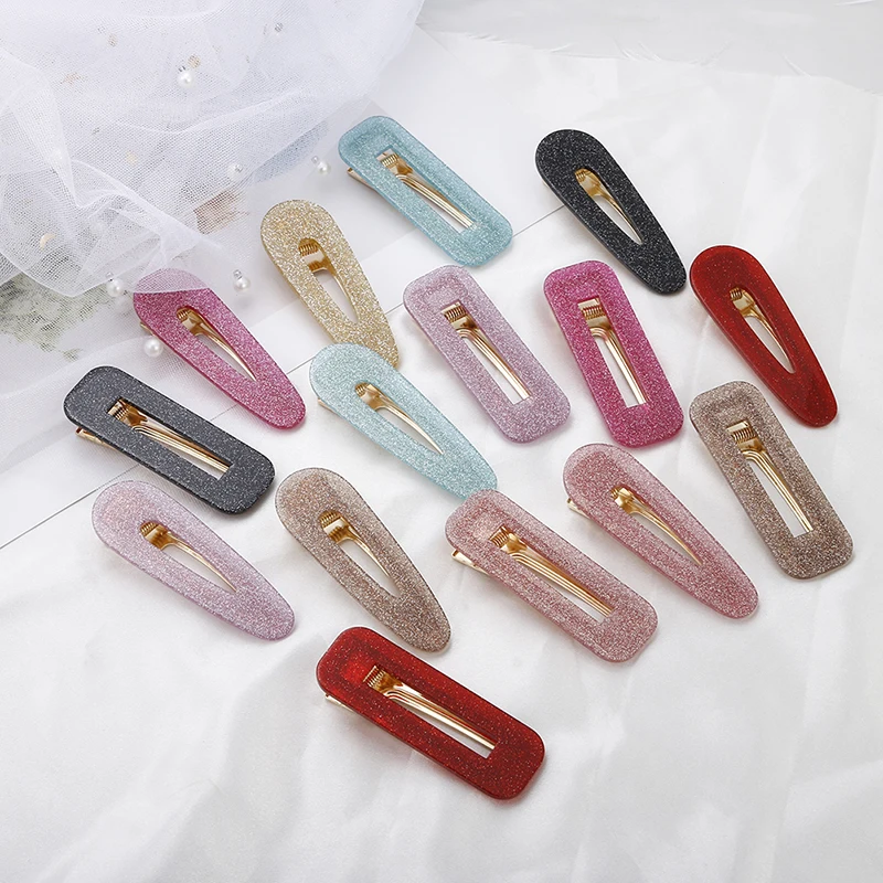 

Creative Korea Japan Shiny Hair Clips for Women Acetic Acid Hollow Geometric Water Drop Sequins Hairpins Hairgrip Headdress