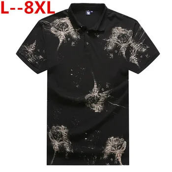 

8XL 7XL 6XL New Summer Style Striped Short Sleeve Casual Men T Shirt High Quality Cotton T-shirts Men Turn Down Collar Tshirt