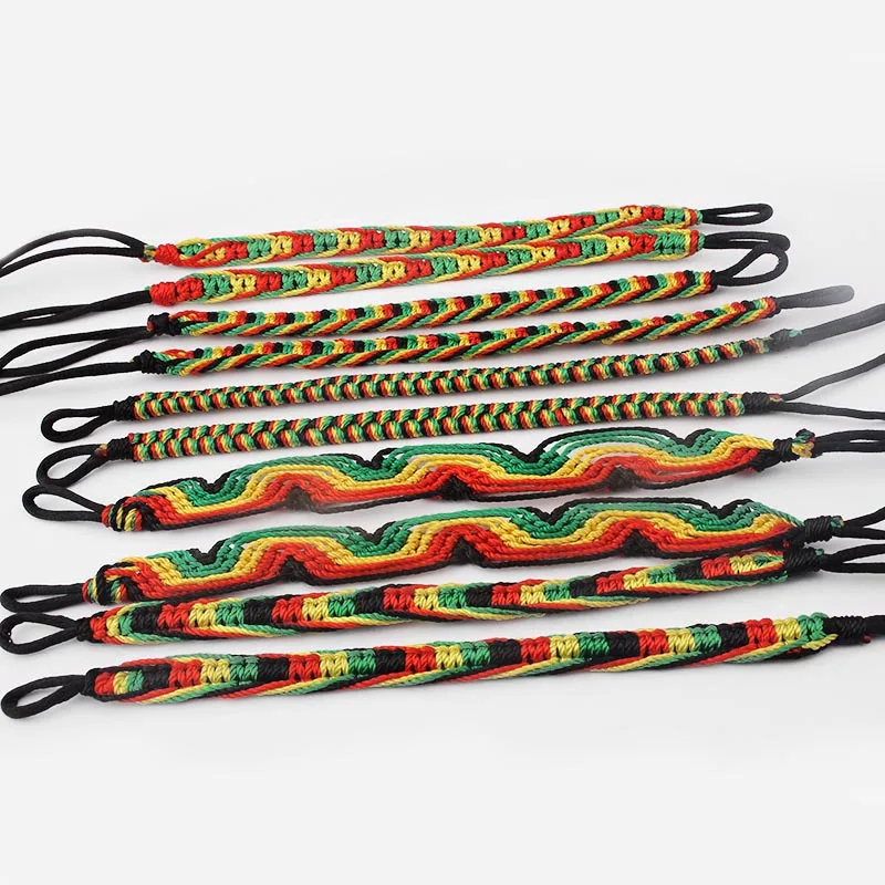 

10pcs Mixed Rasta Friendship Bracelet WRISTBAND Cotton Silk Reggae Jamaica Surfer Boho Bracelets