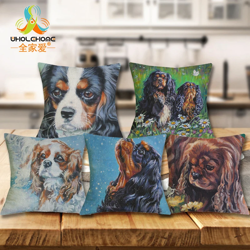

Cavalier King Charles Spaniel Dog Cushion Covers Sofa Seat Cushions Home Decor Decorative Linen 43*43 cm
