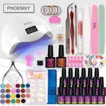 Набор гелевых лаков для ногтей 48 Вт УФ светодиодный набор для наращивания ногтей для маникюра Инструменты для украшения ногтей маникюрный набор
