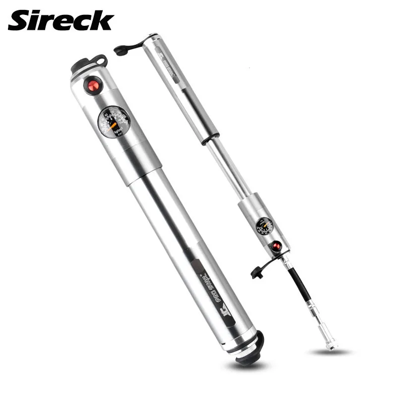 

Sireck Bike Pump With Pressure Gauge Aluminum Alloy Portable Mini Bicycle Air Pump Ball Cycle Tire Pump Bicycle Accessories