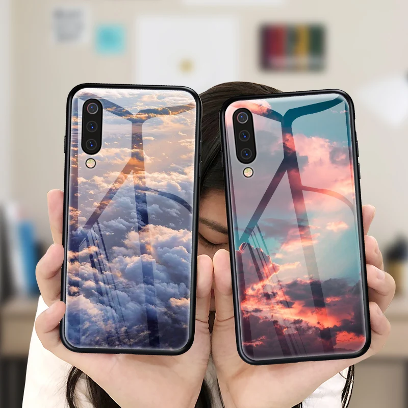 

Zerrul Tempered Glass Phone Case For Xiaomi Mi 9 8 Lite Explorer SE 6 6X 5 5X A1 Mix 3 2S 2 Luxury Cloud Sea Back Cover