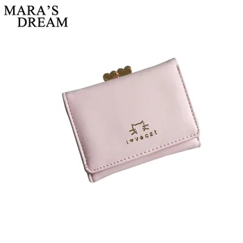 

Mara's Dream 2018 Women Cute Cat Wallet Small Zipper Girl Wallet Brand Designed PU Leather Women Coin Purse Female Card Holders