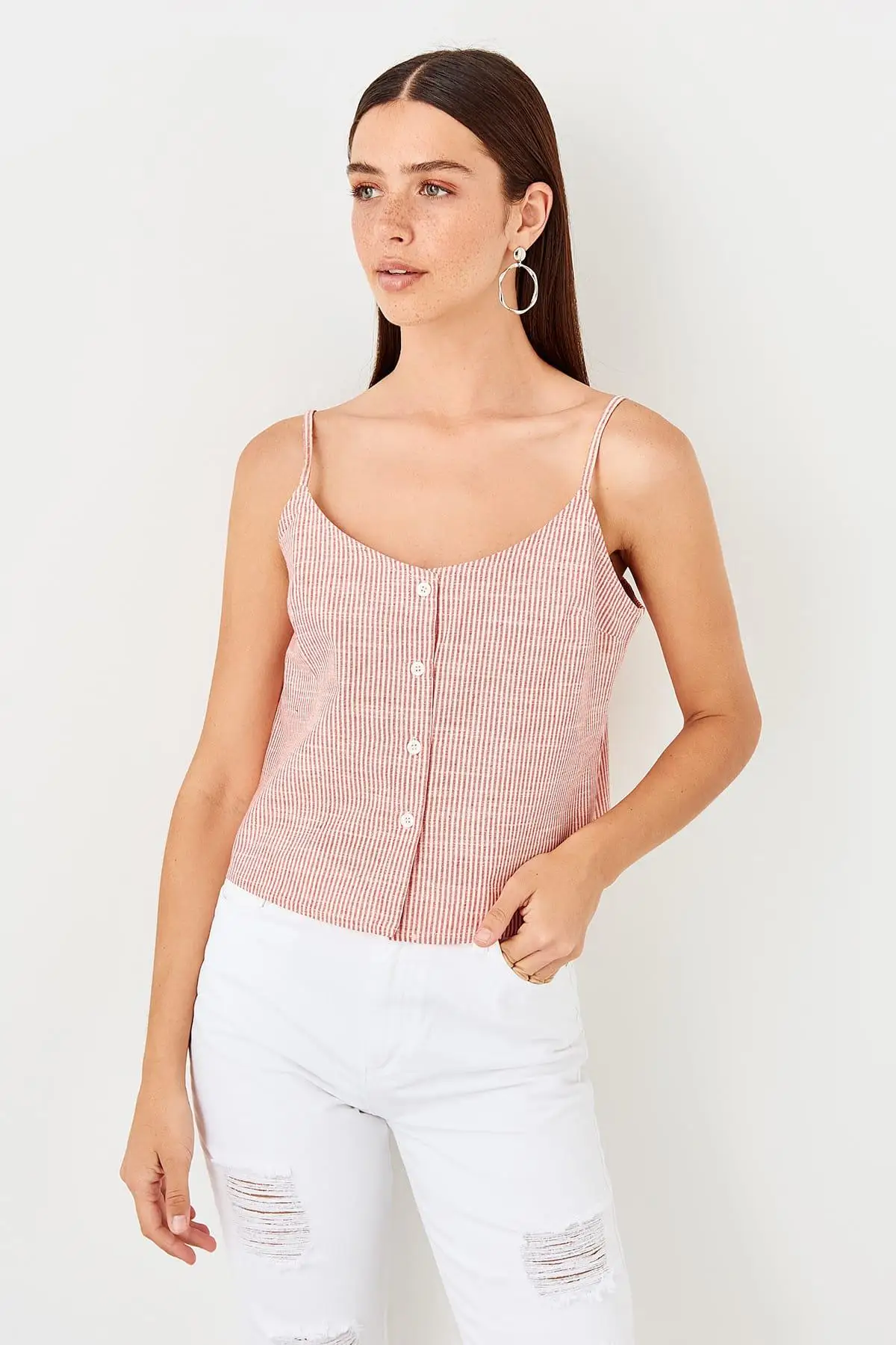 

Trendyol Red Striped Blouse TWOSS19BZ0065