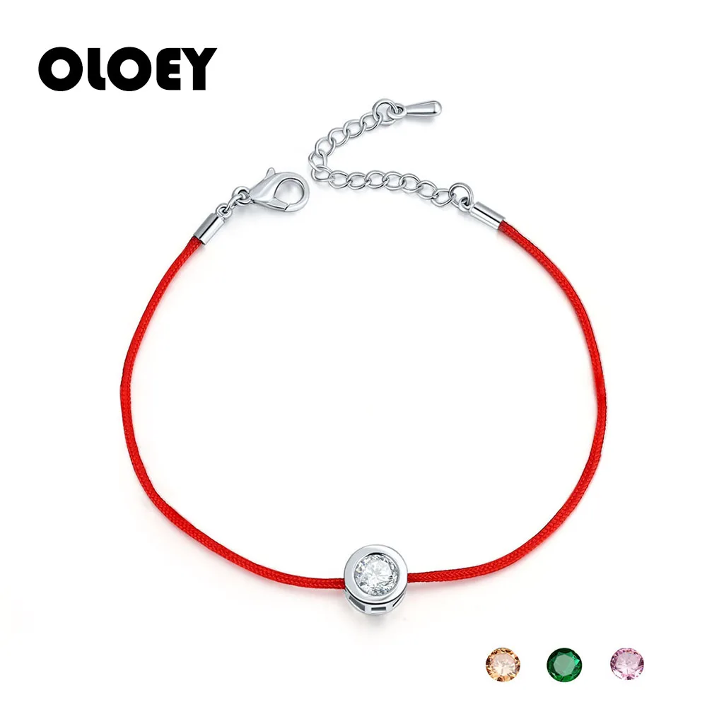 

OLOEY Fashion Charm Crystal Bracelet Elegant Exaggerated Unique Red Yarn Bracelets & Bangles Shiny Zircon Jewelry Accessories