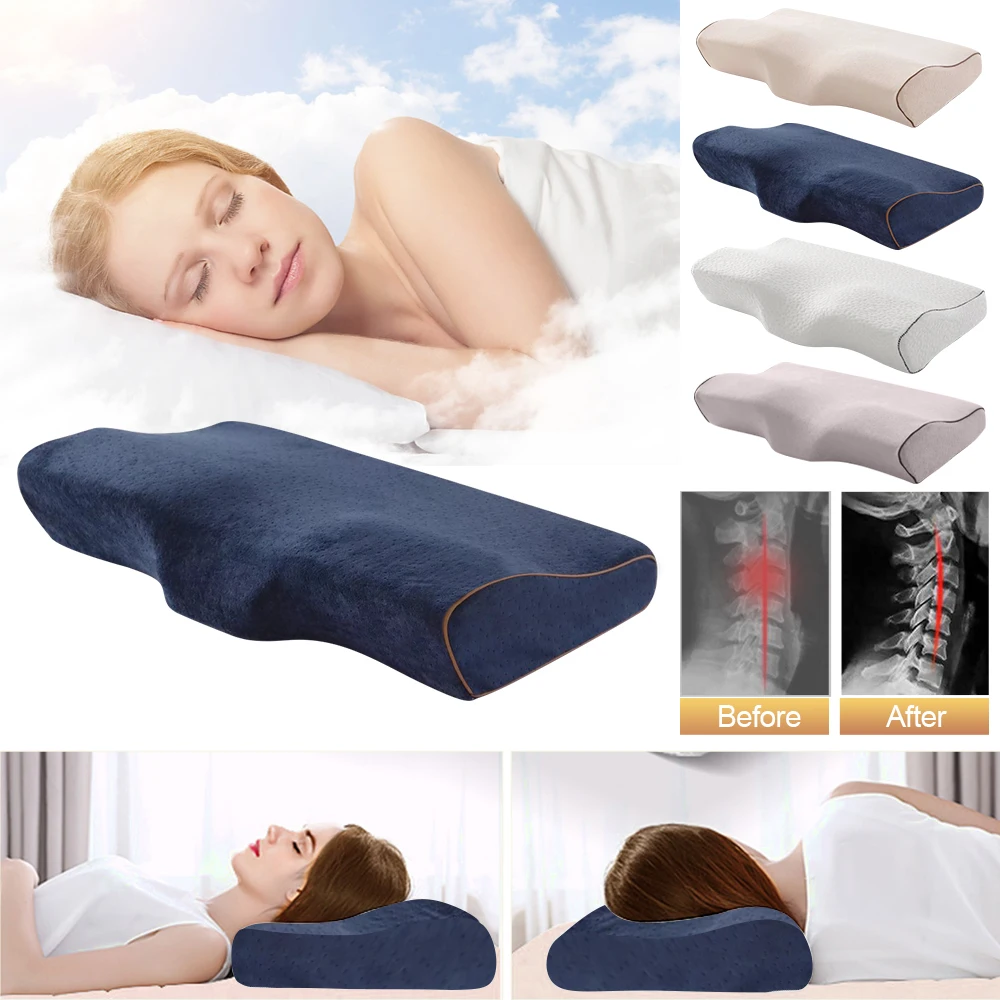 Мягкая Ортопедическая подушка 50*30 см в форме бабочки, подушка для шеи, медленный отскок, подушка из пены с эффектом памяти, шейный уход за здоровьем, обезболивание