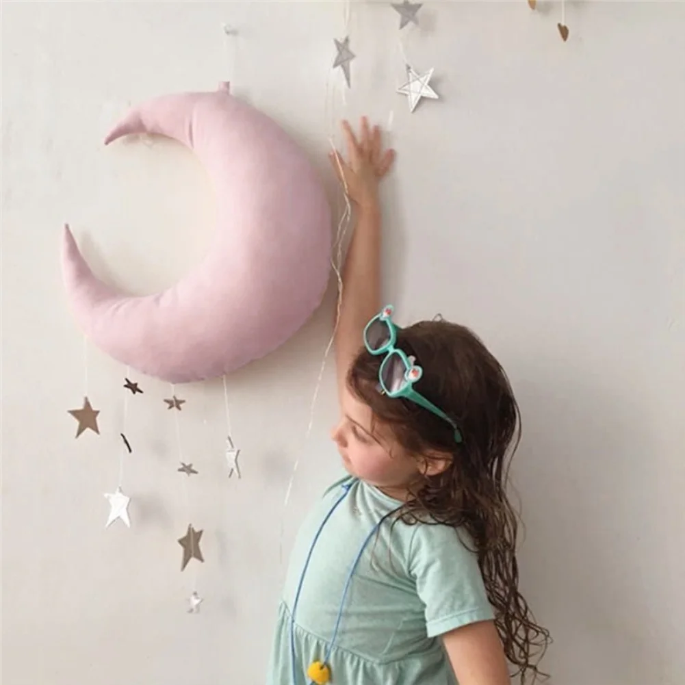 

1pc Wall Backdrop Stuffed Hanging Plush Toy Moon Stars Children Room Decor for Baby Bedroom Baby Girl Stuff Toys