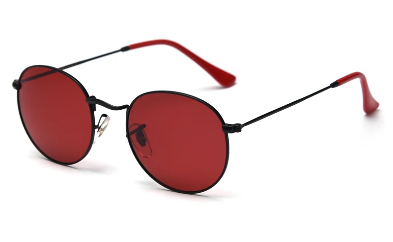 Kachawoo, мужские солнцезащитные очки, поляризационные, оранжевые, черные, металлические, круглые, солнцезащитные очки для женщин, Ретро стиль, полная оправа, высокое качество, унисекс, очки - Цвет линз: black with red