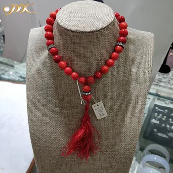 

JYX The One Rare One Elegant 11mm Red Round Coral Bracelet Tassel 13" Special Gemstone beads jewelry for women mother's day gift
