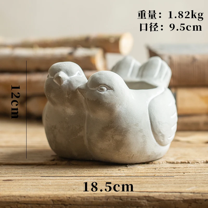 Creative Concrete Pig Fish Cat Rabbit Sculpture Statue Succulent Plant Container Green Planters Small Bonsai Pots Home Decor - Цвет: 1