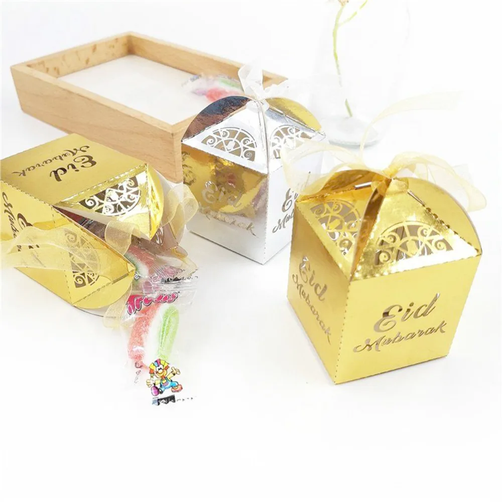 PATIMATE Eid Mubarak коробки для торта золотые серебряные Happy коробка конфет кексов