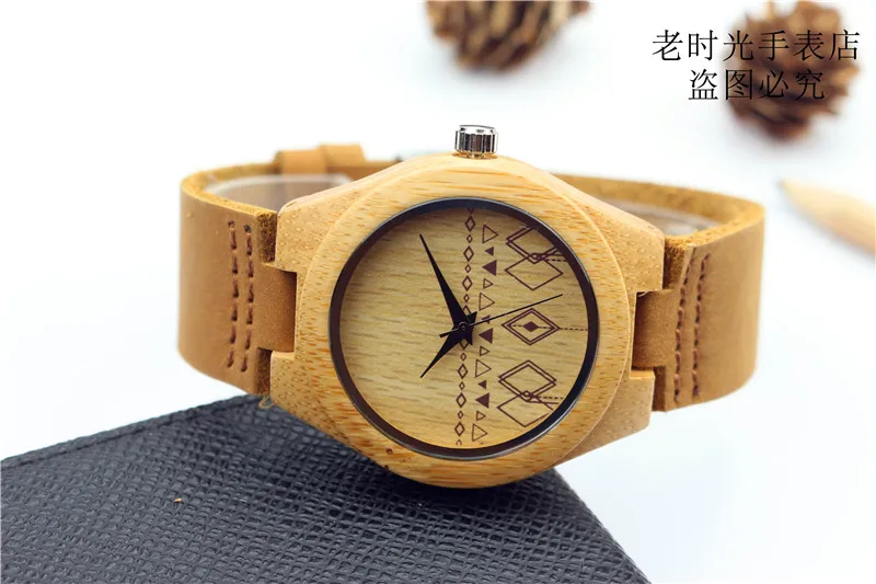 Hotime C19 мужские Часы половина Вышивка Крестом Картины Bamboo Часы известный бренд кварц watch для Женская мода подарок часы oem