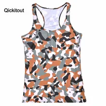 Qickitout Топы корректирующие лето Для женщин пикантные Блузки для малышек без бретелек рукавов цифровой печати Повседневное камуфляж войны Безрукавки для женщин женские жилет