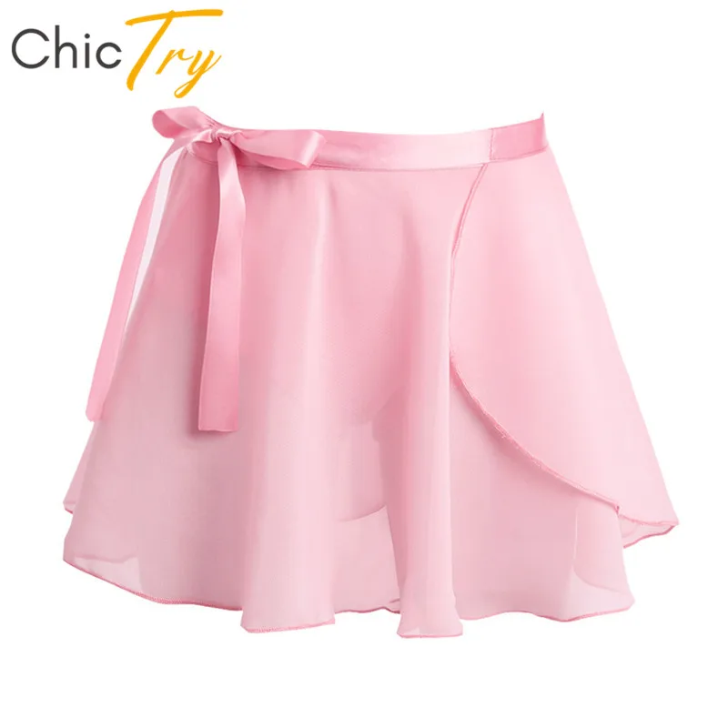 

ChicTry Kids Girls Ballet Tutu Dance Chiffon Skirt Basic Mini Pull-On Wrap Skirt with Waist Tie Ballet Latin Practice Dance Wear