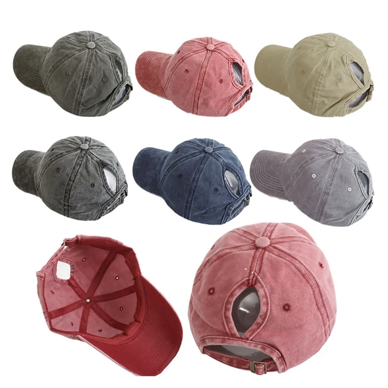 

2019 Fashion Ponytail Cap Women Girl Adjustable Breathable Solid Snapback Cotton Summer Hats Casual Sport Tennis Baseball Caps