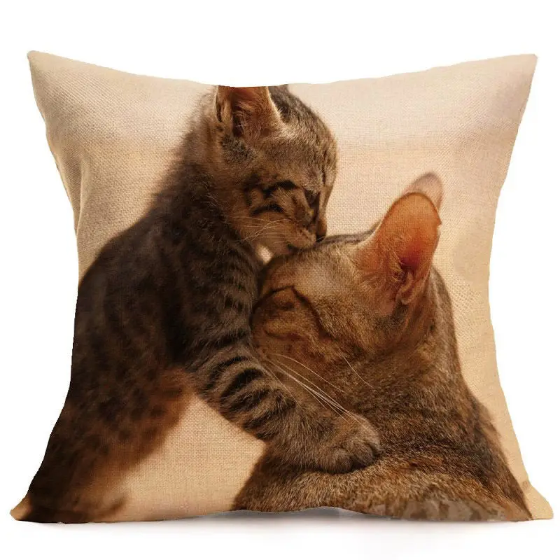 

Lovely Cat Decorative Cushion Covers Cotton Linen Cat Pillow Cover Sofa Throw Pillow Case for Sofa Car Decoration Home Textile